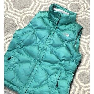 North Face Aconcagua 550 Goose Down Vest Women’s Small Puffer Quilted Zip Green